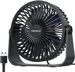 TriPole USB-Tischventilator, 3 Geschwindigkeiten, Luftstrom, Mini-Tischventilator, 360°-Drehung, tragbarer persönlicher Ventilator für Büro, Schlafzimmer, Outdoor-Camping, 1,5 m Kabel, schwarz