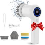 Electric Spin Scrubber Electric Cleaning Brush Cordless Power Scrubber with 4 Replaceable Brush Heads Handheld Power Shower Scrubber for Bathtub, Floor, Wall, Tile, Toilet, Window, Sink