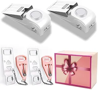 AceMining Portable Door Lock & Door Stop Alarm, Double The Protection for Families, Gifts for Women, Additional Safety and Privacy Perfect for Hotel Home Apartment College, Pink, White