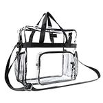 Clear Toiletry Bag, PVC Waterproof Transparent Cosmetic Storage Bag Portable Travel Makeup Tote Bag for Women Men Lightweight Tote Shoulder Bag with Handles for Beach Stadium Sports