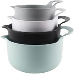 COOK WITH COLOR Nesting Plastic Mixing Bowl Set with Pour Spouts and Handles, Mint, 4 Piece Non-Slip