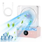 Tesmotor Portable Air Conditioner Cooling Fan, Mini Air Conditioner Fan Battery Operated with 3600mAH, 3 Speeds, 1 Cool Mist, 1000ml Water Tank, 2~8h Timer & 4-color Ambient Lights