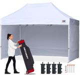 ABCCANOPY 3x4.5M Pop Up Gazebo Canopy Commercial Tents Market stall with 4 Removable Sidewalls and Roller Bag Bonus 4 Weight Bags (White)