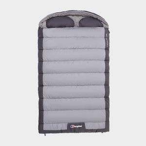 Berghaus Double Sleeping Bag – Waterproof, Built-in Pillow, 2-3 Season, Grey