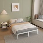 ITIMIDI 16 Inch White Full Size Bed Frames, Heavy Duty Steel Support 3500 LBS, Metal Full Size Platform Bed Frame with Large Storage Space, No Box Spring Needed, Noiseless, Easy Assembly