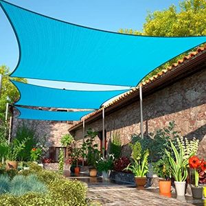 ShadeMart 16' x 16' Turquoise Sun Shade Sail UPF50 Square Canopy Fabric Cloth Screen, Water and Air Permeable & UV Resistant, Heavy Duty, Carport Patio Outdoor - (We Customize Size)