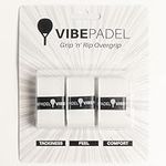 VIBEPADEL - Grip 'n' Rip Padel Overgrip - Non Slip Tacky Feel Overgrip for Padel Racket, Pickleball, Squash, Badminton - 3 Pack - Multiple Colours (All White Pack)