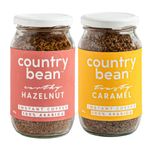 Country Bean Instant Coffee Powder Combo with Hazelnut and Caramel Flavoured Coffees, Pack of 2, 100 G x 2 | 100% Arabica, Freeze-dried | Makes 100 Cups