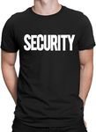 NYC FACTORY Security T-Shirt Front Back Print Mens Tee Staff Event Uniform Bouncer Screen Printed, Black-white, X-Large