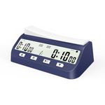 FCXJTU Digital Chess Clock Timer for Board Games with Alarm, Professional 5-in-1 Multifunction Portable On/Off Timer, AA Battery Included, Blue