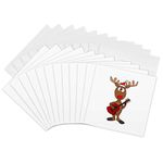 3dRose gc_200109_2 6 x 6-Inch "Funny Rudolph The Red Nosed Reindeer Playing Guitar Christmas" Greeting Card