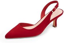 DREAM PAIRS Women's Kitten Heels Slingback Closed Pointed Toe Low Pumps Shoes Women Party Wedding Sexy Casual Dress Shoes,Size 6,RED-Suede,SDPU2454W