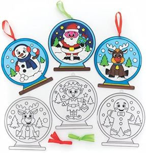 Baker Ross FC181 Christmas Snow Globe Suncatchers - Pack of 6, Suncatchers for Kids to Decorate and Display, Make Your Own Garden Decorations