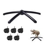 Maktune Heavy Durable Office Chair Metal Base 26" - Replacement Rolling Stand With Black Wheel, Revolving Leg, Spare Parts, Repair Accessories, Wheelchair Spares For All Chairs