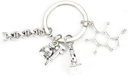 MUCOOS Science Teacher Keychain Biology Teacher Keychains for Women DNA Keycharm Gifts for Scientist Fun Biology Gifts