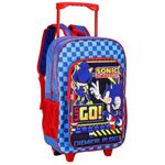 Peppa Pig Sonic the Hedgehog Premium Trolley Bags for Kids, Boys & Girls - Travel Backpack with Wheels, Large Compartment & Extendable Handle - Carry-On Luggage Suitcase for Children - For Age 3+