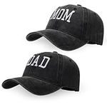 ELETON 2PCS Mom and Dad Hats, 3D Embroidered Adjustable Pregnancy Announcement Baseball Parents Cap Dad Mom to Be New Parents Gifts (Cotton, Black)