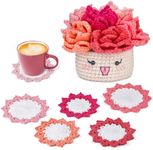 Hssugi Crochet Kit for Beginners, 6PCS Crochet Starter Kit, Potted Plant Coasters Crochet Kit with Step-by-Step Video Tutorials, Crochet Hooks, Learn to Crochet Kits for Adult Beginners