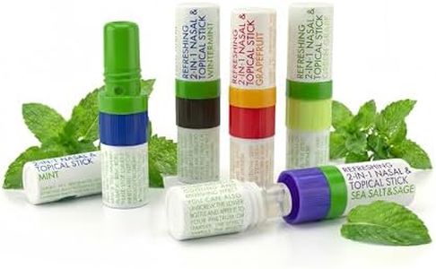 Herb Island 2 in 1 Nasal Stick Inhaler, Nose Refreshing VapoInhaler, Essential Oil Rub, On-The-Go, Freshing, Focus, Awake (5 pcs, 5 Flavour)