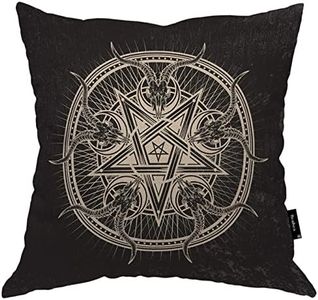 Beabes 18X18 Inch Pillowcase Goat Skulls and Star Rays, Grunge Goat Death Triangle Comfortable Throw Pillow Case Square Cushion Cotton Linen Decorative for Couch Bed Home Car