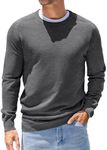 COOFANDY Mens Lightweight Sweater Crewneck Sweater Knitwear Sweaters with Ribbing Edge Dark Gray