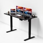 Intellidesk® Eco - Electronic Height Adjustable Desk| 80Kg Weight Capacity| New Touch Controller with 3 Presets| SPCC Steel Frame| 5-Year Warranty| 25mm MDF Table Top (Black+Black, 24 * 60 inches)