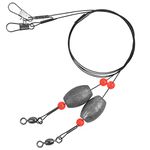 SILANON Fishing Egg Sinkers Weight Rigs,Flounder Grouper Ready Rig Saltwater Stainless Steel Fishing Wire Leader with Egg Sinker Fishing Swivel Snap Connector for Trout Snapper Bottom Fish