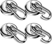 FINDMAG 4 Pack Magnetic Hooks, 45.5 KG(100 LBS) Strong Magnet with Hook Heavy Duty, Super Strong Neodymium Magnets with Swivel Carabiner Snap Hooks for Indoor/Outdoor Hanging Camping Grill Kitchen