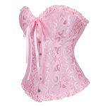 Hengzhifeng Women Corsets Bustiers Boned Embroidered Top Plus Size (Medium, Pink)