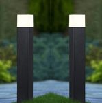 Keyplus Bollard Outdoor 24 inch Pole Light for Home Decorative Exterior/Outdoor Light/Gate Light/Garden Lamp/Pillar Lamp/Gardner Lights, Grey (Pack of 2)