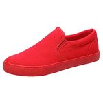 ANUFER Mens Solid Color Slip On Canvas Trainers Shoes Fashion Casual Sneakers Plimsolls Red SN0706142 US8.5