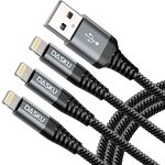 iPhone Charger Cable 10ft 3Pack Nylon Braided Heavy Duty USB Charging Cord Black Compatible with iPhone 11 / Pro Max/X/Xs Max/Xr /8 Plus/ 7 Plus/ 6S Plus / 6 Plus/iPad Mini/Air