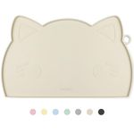 Coomazy Cat Food Mat Silicone Pet Feeding Mat for Dogs and Cats Non Slip Dog Bowl Mat for Food and Water Beige