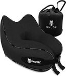 SNUGL Travel Pillow - Memory Foam Neck Cushion - Flight Pillow | Support Neck Pillow for Travel | Travel Neck Pillow for Airplane with Carry Bag & Clip | Flying Travel Essentials (Black - Small)