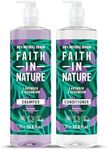 Faith In Nature 2 x 1L Natural Lavender & Geranium Shampoo and Conditioner Set, Nourishing, Vegan & Cruelty Free, No SLS or Parabens, For Normal to Dry Hair