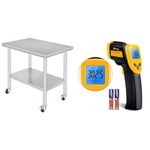 VEVOR 36x24x33.5 inch NSF Stainless Steel Work Table with Wheels Prep Table & Etekcity Lasergrip 1080 Laser Thermometer Digital Infrared Thermometer Temperature Gun