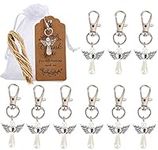 Amajoy 50Pack Guardian Angel Keychains Lucky Charm Pendants with Organza Bags and Thank You Card Wedding Favor Baby shower Favor Christmas Favor