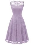 Dressystar Cocktail Dress Women's Floral Lace Short Bridesmaid Dress Wedding Guest Formal Party Dress Lavender XL