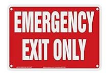 Accuform Signs MEXT586VP Plastic Safety Sign, Legend "Emergency EXIT ONLY", 7" Length x 10" Width x 0.055" Thickness, White on Red