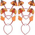 6PCS Thanksgiving Turkey Headband, Turkey Drumstick Head Boppers for Thanksgiving Costume Accessories Party Favors Headband Decorations