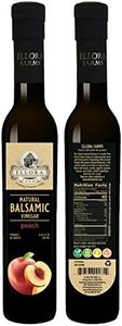 Ellora Farms, Peach fruit Infused Greek Balsamic Vinegar, thick and creamy, no-added sugars, no-preservatives, 8.45 oz. bottle, Pack of 1