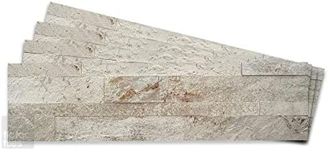 Tic Tac Tiles Peel and Stick Self Adhesive Removable Stick On Kitchen Backsplash Bathroom 3D Stone Tiles (4-Pack) (Golden Beach)