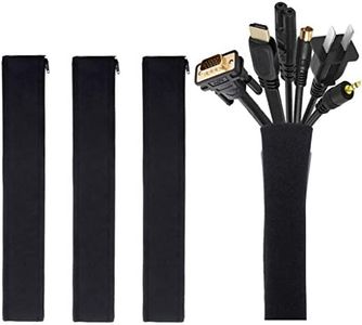 JOTO 0.5M*4Pcs Cable Management Sleeve, Cord Management System for TV/Computer/Home Entertainment, 19-20 inch Flexible Cable Sleeve Wrap Cover Organizer, 4 Piece - Black