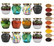 Black Sparrow Matka Glass Jar with Air Tight Lid | Suitable to use in Your Home Office, Kitchen Storage container | Glass Jars for Spice, Jam, Honey & Decoration Craft Work (200 ml, Set of 6)