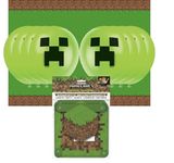 Minecraft Themed Party Supplies Bundle: Complete 10-item Kit for Kid's Birthday/Anniversary– Officially Licensed, Includes Tablecloth, Banner, & 8 Latex Balloons