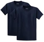 Joe's USA Heavyweight Mens Comfortable Cotton T-Shirts in Multipacks, Navy 2 Pack, S