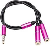 Mobile Phone Headset One Point Two Adapter Line Desktop Computer Headset 3.5mm Audio Two-in-one Conversion Plug Premium sound quality (Color : Pink)