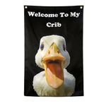 ZKflager Welcome To My Crib Duck Flag Cool Funny Flags For Room Guys Girls Meme Flags Banner 2x3 Feet College Dorm Bedroom Wall Man Cave Frat Indoor Outdoor Black AI