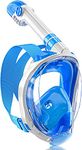 FEELING MALL Snorkel Mask Full Face, Full Face Snorkel Mask with Dry Top Breathing System, 180 Degree Panoramic View Snorkeling Gear Anti-Fog Anti-Leak with Camera Mount for Adults (Blue)