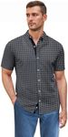 ETHANOL Men Classic Slim Fit Woven Short Sleeve Wrinkle Resistant Print Shirt MSTL465677 173BLKWHT Black 3XL